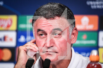 2022-09-05 - Christophe GALTIER of PSG during the UEFA Champions League press conference before the match against Juventus FC on September 05, 2022 at Parc des Princes stadium in Paris, France - FOOTBALL - UEFA CHAMPIONS LEAGUE - PSG CONFERENCE PRESS - UEFA CHAMPIONS LEAGUE - SOCCER