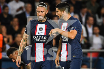 2022-09-06 - Sergio RAMOS of PSG and Carlos SOLER of PSG during the UEFA Champions League, Group H football match between Paris Saint-Germain and Juventus FC on September 6, 2022 at Parc des Princes stadium in Paris, France - FOOTBALL - CHAMPIONS LEAGUE - PARIS SG V JUVENTUS - UEFA CHAMPIONS LEAGUE - SOCCER
