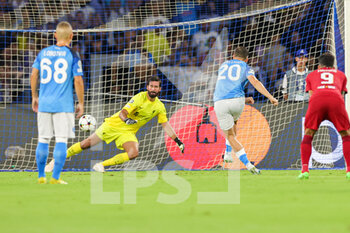 2022-09-07 - Goal 1-0 Piotr Zielinski (20) of Napoli scores from the penalty spot during the Champions League match between Napoli and Liverpool at Diego Armando Maradona Stadium, Napoli, Italy on 7 September 2022. Photo Nigel Keene /ProSportsImages / DPPI - FOOTBALL - CHAMPIONS LEAGUE - NAPOLI V LIVERPOOL - UEFA CHAMPIONS LEAGUE - SOCCER
