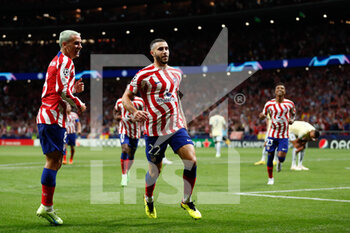 2022-09-07 - Mario Hermoso of Atletico de Madrid celebrates a goal with Antoine Griezmann during the UEFA Champions League, Group B, football match played between Atletico de Madrid and FC Porto at Civitas Metropolitano on September 07, 2022 in Madrid, Spain. Photo Oscar J. Barroso / SpainDPPI / DPPI - FOOTBALL - CHAMPIONS LEAGUE - ATLETICO MADRID V PORTO - UEFA CHAMPIONS LEAGUE - SOCCER