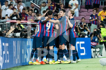 2022-09-07 - Players barcelona celebrate a goal during the UEFA Champions League, Group C, football match played between FC Barcelona and Viktoria Plzen at Spotify Camp Nou on September 07, 2022 in Barcelona, Spain.Photo Marc Graupera Aloma / SpainDPPI / DPPI - FOOTBALL - CHAMPIONS LEAGUE - FC BARCELONA V VIKTORIA PLZEN - UEFA CHAMPIONS LEAGUE - SOCCER