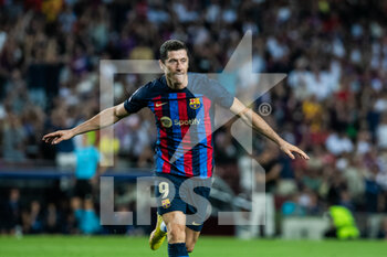 2022-09-07 - Robert Lewandowski of FC Barcelona celebrates a goal during the UEFA Champions League, Group C, football match played between FC Barcelona and Viktoria Plzen at Spotify Camp Nou on September 07, 2022 in Barcelona, Spain.Photo Marc Graupera Aloma / SpainDPPI / DPPI - FOOTBALL - CHAMPIONS LEAGUE - FC BARCELONA V VIKTORIA PLZEN - UEFA CHAMPIONS LEAGUE - SOCCER
