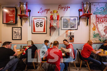 2022-09-13 - General stadium view outside Anfield in the Georgie Porgy Cafe during the Champions League match between Liverpool and Ajax at Anfield, Liverpool, England on 13 September 2022. Photo Ian Stephen / ProSportsImages / DPPI - FOOTBALL - CHAMPIONS LEAGUE - LIVERPOOL V AJAX - UEFA CHAMPIONS LEAGUE - SOCCER
