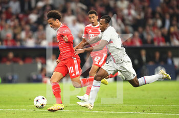 2022-09-13 - Leroy Sane of Bayern and Jules Kounde of Barcelona during the Champions League match between Bayern Munchen and FC Barcelona at Allianz Arena, Munchenl, Germany on 13 September 2022. Photo Marcel Engelbrecht / firo Sportphoto / DPPI - FOOTBALL - CHAMPIONS LEAGUE - BAYERN MUNCHEN V FC BARCELONA - UEFA CHAMPIONS LEAGUE - SOCCER