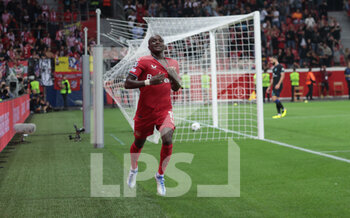 2022-09-13 - Moussa Diaby of Leverkusen celebrates his goal during the Champions League match between Bayer Leverkusen and Atletico Madrid at BayArena , Leverkusen, Germany on 13 September 2022. Photo Jurgen Fromme / firo Sportphoto / DPPI - FOOTBALL - CHAMPIONS LEAGUE - BAYER LEVERKUSEN V ATLETICO MADRID - UEFA CHAMPIONS LEAGUE - SOCCER