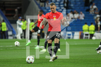 2022-09-14 - David Raum of Leipzig warms up during the UEFA Champions League, Group F, football match played between Real Madrid and RB Leipzig at Santiago Bernabeu on September 14, 2022 in Madrid, Spain. Photo Irina R.Hipolito / SpainDPPI / DPPI - FOOTBALL - CHAMPIONS LEAGUE - REAL MADRID V  LEIPZIG - UEFA CHAMPIONS LEAGUE - SOCCER