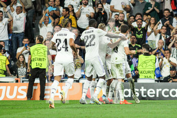 2022-09-14 - Federico Valverde of Real Madrid celebrates a goal during the UEFA Champions League, Group F, football match played between Real Madrid and RB Leipzig at Santiago Bernabeu on September 14, 2022 in Madrid, Spain. Photo Irina R.Hipolito / SpainDPPI / DPPI - FOOTBALL - CHAMPIONS LEAGUE - REAL MADRID V  LEIPZIG - UEFA CHAMPIONS LEAGUE - SOCCER