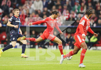 2022-10-04 - Leroy Sane of Bayern Munich scores a goal 1-0 during the UEFA Champions League, Group C football match between Bayern Munich and Viktoria Pilsen on October 4, 2022 at Allianz Arena in Munich, Germany - FOOTBALL - CHAMPIONS LEAGUE - BAYERN MUNICH V VIKTORIA PLZEN - UEFA CHAMPIONS LEAGUE - SOCCER