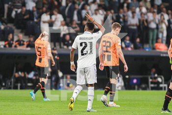 2022-10-05 - Rodrygo Goes of Real Madrid celebrates a goal 1-0 during the UEFA Champions League, Group F, football match between Real Madrid and Shakhtar Donetsk on October 5, 2022 at Santiago Bernabeu stadium in Madrid, Spain - FOOTBALL - CHAMPIONS LEAGUE - REAL MADRID V SHAKHTAR DONETSK - UEFA CHAMPIONS LEAGUE - SOCCER