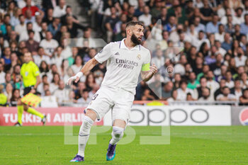 2022-10-05 - Karim Benzema of Real Madrid during the UEFA Champions League, Group F, football match between Real Madrid and Shakhtar Donetsk on October 5, 2022 at Santiago Bernabeu stadium in Madrid, Spain - FOOTBALL - CHAMPIONS LEAGUE - REAL MADRID V SHAKHTAR DONETSK - UEFA CHAMPIONS LEAGUE - SOCCER