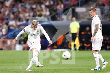 2022-10-05 - Federico Valverde of Real Madrid during the UEFA Champions League, Group F, football match between Real Madrid and Shakhtar Donetsk on October 5, 2022 at Santiago Bernabeu stadium in Madrid, Spain - FOOTBALL - CHAMPIONS LEAGUE - REAL MADRID V SHAKHTAR DONETSK - UEFA CHAMPIONS LEAGUE - SOCCER