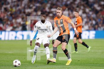 2022-10-05 - Mykhaylo Mudryk of Shakhtar and Eduardo Camavinga of Real Madrid during the UEFA Champions League, Group F, football match between Real Madrid and Shakhtar Donetsk on October 5, 2022 at Santiago Bernabeu stadium in Madrid, Spain - FOOTBALL - CHAMPIONS LEAGUE - REAL MADRID V SHAKHTAR DONETSK - UEFA CHAMPIONS LEAGUE - SOCCER