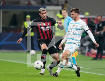 2022-10-11 - Theo Hernandez of Ac Milan and Mason Mount of Chelsea Fc during the UEFA Champions League Group E, football match between Ac Milan and Chelsea Fc, on 11 October 2022, at San Siro Stadium, Milan, Italy.  Photo Nderim Kaceli - AC MILAN VS CHELSEA FC - UEFA CHAMPIONS LEAGUE - SOCCER