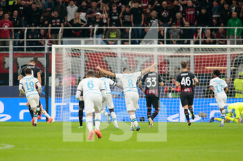 2022-10-11 - Chelsea Fc players celebrating after a goal scored on penalty kick by Jorginho of Chelsea Fc during the UEFA Champions League Group E, football match between Ac Milan and Chelsea Fc, on 11 October 2022, at San Siro Stadium, Milan, Italy.  Photo Nderim Kaceli - AC MILAN VS CHELSEA FC - UEFA CHAMPIONS LEAGUE - SOCCER