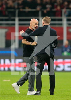 2022-10-11 - Coach Stefno Pioli (Ac Milan) and Coach Graham Potter of Chelsea Fc during the UEFA Champions League Group E, football match between Ac Milan and Chelsea Fc, on 11 October 2022, at San Siro Stadium, Milan, Italy.  Photo Nderim Kaceli - AC MILAN VS CHELSEA FC - UEFA CHAMPIONS LEAGUE - SOCCER