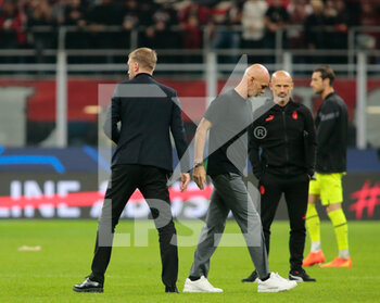 2022-10-11 - Coach Stefno Pioli (Ac Milan) and Coach Graham Potter of Chelsea Fc during the UEFA Champions League Group E, football match between Ac Milan and Chelsea Fc, on 11 October 2022, at San Siro Stadium, Milan, Italy.  Photo Nderim Kaceli - AC MILAN VS CHELSEA FC - UEFA CHAMPIONS LEAGUE - SOCCER