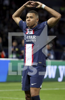 2022-10-11 - Kylian Mbappe of PSG celebrates his goal during the UEFA Champions League, Group H football match between Paris Saint-Germain and SL Benfica (Lisbon) on October 11, 2022 at Parc des Princes stadium in Paris, France - FOOTBALL - CHAMPIONS LEAGUE - PARIS SG V BENFICA - UEFA CHAMPIONS LEAGUE - SOCCER
