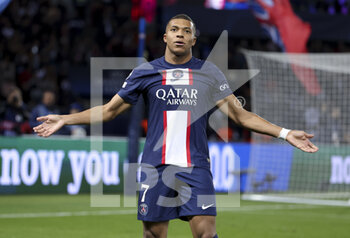 2022-10-11 - Kylian Mbappe of PSG celebrates his goal during the UEFA Champions League, Group H football match between Paris Saint-Germain and SL Benfica (Lisbon) on October 11, 2022 at Parc des Princes stadium in Paris, France - FOOTBALL - CHAMPIONS LEAGUE - PARIS SG V BENFICA - UEFA CHAMPIONS LEAGUE - SOCCER
