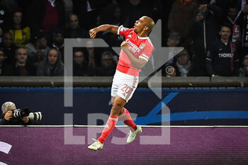 2022-10-11 - Joao MARIO of Benfica celebrates his goal during the UEFA Champions League, Group H football match between Paris Saint-Germain and SL Benfica on October 11, 2022 at Parc des Princes stadium in Paris, France - FOOTBALL - CHAMPIONS LEAGUE - PARIS SG V BENFICA - UEFA CHAMPIONS LEAGUE - SOCCER