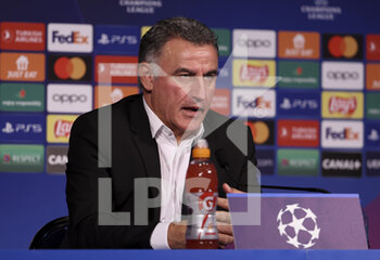 2022-10-11 - Coach of PSG Christophe Galtier answers to the media during the post-match press conference following the UEFA Champions League, Group H football match between Paris Saint-Germain and SL Benfica (Lisbon) on October 11, 2022 at Parc des Princes stadium in Paris, France - FOOTBALL - CHAMPIONS LEAGUE - PARIS SG V BENFICA - UEFA CHAMPIONS LEAGUE - SOCCER