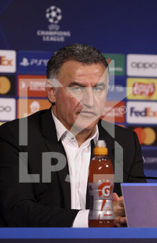 2022-10-11 - Coach of PSG Christophe Galtier answers to the media during the post-match press conference following the UEFA Champions League, Group H football match between Paris Saint-Germain and SL Benfica (Lisbon) on October 11, 2022 at Parc des Princes stadium in Paris, France - FOOTBALL - CHAMPIONS LEAGUE - PARIS SG V BENFICA - UEFA CHAMPIONS LEAGUE - SOCCER