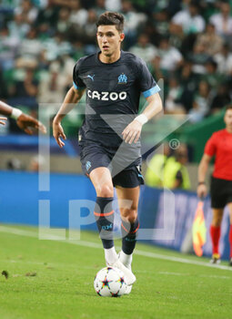 2022-10-12 - Leonardo Balerdi of Olympique Marseille during the UEFA Champions League, Group D football match between Sporting CP and Olympique de Marseille on October 12, 2022 at Jose Alvalade stadium in Lisbon, Portugal - FOOTBALL - CHAMPIONS LEAGUE - SPORTING V MARSEILLE - UEFA CHAMPIONS LEAGUE - SOCCER