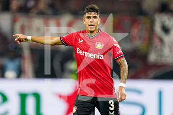 2022-10-12 - Piero Hincapie of Bayer 04 Leverkusen during the UEFA Champions League, Group B football match between Bayer 04 Leverkusen and FC Porto on October 12, 2022 at the BayArena in Leverkusen, Germany - FOOTBALL - CHAMPIONS LEAGUE - BAYER LEVERKUSEN V FC PORTO - UEFA CHAMPIONS LEAGUE - SOCCER