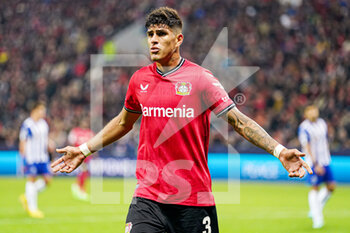 2022-10-12 - Piero Hincapie of Bayer 04 Leverkusen during the UEFA Champions League, Group B football match between Bayer 04 Leverkusen and FC Porto on October 12, 2022 at the BayArena in Leverkusen, Germany - FOOTBALL - CHAMPIONS LEAGUE - BAYER LEVERKUSEN V FC PORTO - UEFA CHAMPIONS LEAGUE - SOCCER