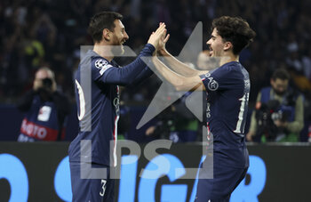 2022-10-25 - Lionel Messi of PSG celebrates his goal with Vitinha of PSG during the UEFA Champions League, Group H football match between Paris Saint-Germain (PSG) and Maccabi Haifa on October 25, 2022 at Parc des Princes stadium in Paris, France - FOOTBALL - CHAMPIONS LEAGUE - PARIS SG V MACCABI HAIFA - UEFA CHAMPIONS LEAGUE - SOCCER