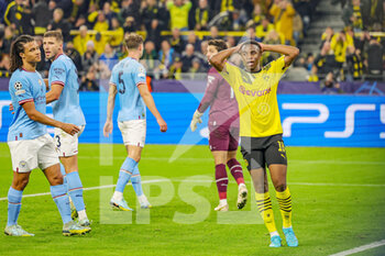 2022-10-25 - Youssoufa Moukoko of Borussia Dortmund reacts during the UEFA Champions League, Group G football match between Borussia Dortmund and Manchester City on October 25, 2022 at Signal Iduna Park in Dortmund, Germany - FOOTBALL - CHAMPIONS LEAGUE - DORTMUND V MANCHESTER CITY - UEFA CHAMPIONS LEAGUE - SOCCER