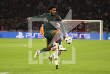 2022-10-26 - Joe Gomez of Liverpool during the UEFA Champions League, Group A football match between Ajax Amsterdam and Liverpool FC on October 26, 2022 at Johan Cruijff ArenA in Amsterdam, Netherlands - FOOTBALL - CHAMPIONS LEAGUE - AJAX V LIVERPOOL - UEFA CHAMPIONS LEAGUE - SOCCER