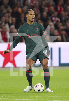 2022-10-26 - Virgil Van Dijk of Liverpool during the UEFA Champions League, Group A football match between Ajax Amsterdam and Liverpool FC on October 26, 2022 at Johan Cruijff ArenA in Amsterdam, Netherlands - FOOTBALL - CHAMPIONS LEAGUE - AJAX V LIVERPOOL - UEFA CHAMPIONS LEAGUE - SOCCER