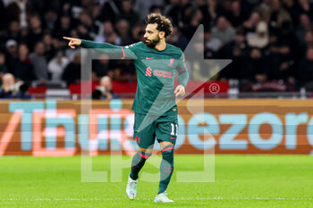 2022-10-26 - Mohamed Salah of Liverpool FC celebrates after scoring the first goal during the UEFA Champions League, Group A football match between Ajax and Liverpool on October 26, 2022 at Johan Cruijff ArenA in Amsterdam, Netherlands - FOOTBALL - CHAMPIONS LEAGUE - AJAX V LIVERPOOL - UEFA CHAMPIONS LEAGUE - SOCCER