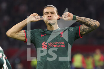 2022-10-26 - Darwin Nunez of Liverpool celebrates his goal during the UEFA Champions League, Group A football match between Ajax Amsterdam and Liverpool FC on October 26, 2022 at Johan Cruijff ArenA in Amsterdam, Netherlands - FOOTBALL - CHAMPIONS LEAGUE - AJAX V LIVERPOOL - UEFA CHAMPIONS LEAGUE - SOCCER