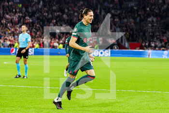 2022-10-26 - Darwin Nunez of Liverpool FC celebrates the second goal during the UEFA Champions League, Group A football match between Ajax and Liverpool on October 26, 2022 at Johan Cruijff ArenA in Amsterdam, Netherlands - FOOTBALL - CHAMPIONS LEAGUE - AJAX V LIVERPOOL - UEFA CHAMPIONS LEAGUE - SOCCER