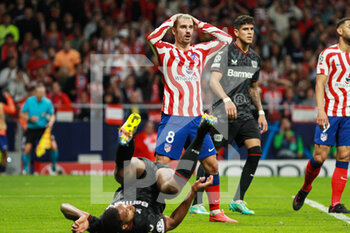 2022-10-26 - Antoine Griezmann of Atletico de Madrid reacts during the UEFA Champions League, Group B football match between Atletico de Madrid and Bayer Leverkusen on October 26, 2022 at Civitas Metropolitano stadium in Madrid, Spain - FOOTBALL - CHAMPIONS LEAGUE - ATLETICO MADRID V BAYER LEVERKUSEN - UEFA CHAMPIONS LEAGUE - SOCCER