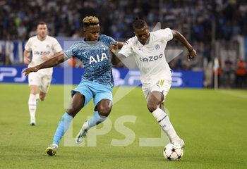 2022-11-01 - Nuno Tavares of Marseille, Ryan Sessegnon of Tottenham (left) during the UEFA Champions League, Group D football match between Olympique de Marseille (OM) and Tottenham Hotspur on November 1, 2022 at Velodrome stadium in Marseille, France - FOOTBALL - CHAMPIONS LEAGUE - MARSEILLE V TOTTENHAM - UEFA CHAMPIONS LEAGUE - SOCCER