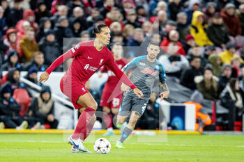 2022-11-01 - Liverpool defender Virgil van Dijk during the UEFA Champions League, Group A football match between Liverpool FC and SSC Napoli on November 1, 2022 at Anfield stadium in Liverpool, England - FOOTBALL - CHAMPIONS LEAGUE - LIVERPOOL V NAPOLI - UEFA CHAMPIONS LEAGUE - SOCCER