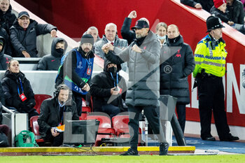 2022-11-01 - Liverpool Manager Jurgen Klopp celebrates the 2-0 goal during the UEFA Champions League, Group A football match between Liverpool FC and SSC Napoli on November 1, 2022 at Anfield stadium in Liverpool, England - FOOTBALL - CHAMPIONS LEAGUE - LIVERPOOL V NAPOLI - UEFA CHAMPIONS LEAGUE - SOCCER