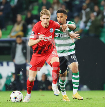2022-11-01 - Kristijan Jakic (Eintracht Frankfurt), Marcus Edwards (Sporting) during the UEFA Champions League, Group D football match between Sporting CP and Eintracht Frankfurt on November 1, 2022 at Jose Alvalade stadium in Lisbon, Portugal - FOOTBALL - CHAMPIONS LEAGUE - SPORTING LISBON V FRANKFURT - UEFA CHAMPIONS LEAGUE - SOCCER