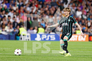 2022-11-02 - Kyogo Furuhashi of Celtic during the UEFA Champions League, Group F football match between Real Madrid and Celtic FC on November 2, 2022 at Santiago Bernabeu stadium in Madrid, Spain - FOOTBALL - CHAMPIONS LEAGUE - REAL MADRID V CELTIC - UEFA CHAMPIONS LEAGUE - SOCCER