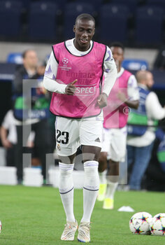 2022-11-02 - Ferland Mendy of Real Madrid warms up during the UEFA Champions League, Group F football match between Real Madrid CF and Celtic FC on November 2, 2022 at Santiago Bernabeu stadium in Madrid, Spain - FOOTBALL - CHAMPIONS LEAGUE - REAL MADRID V CELTIC - UEFA CHAMPIONS LEAGUE - SOCCER