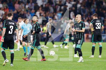 2022-11-02 - Reo Hatate and Daizen Maeda of Celtic during the UEFA Champions League, Group F football match between Real Madrid and Celtic FC on November 2, 2022 at Santiago Bernabeu stadium in Madrid, Spain - FOOTBALL - CHAMPIONS LEAGUE - REAL MADRID V CELTIC - UEFA CHAMPIONS LEAGUE - SOCCER
