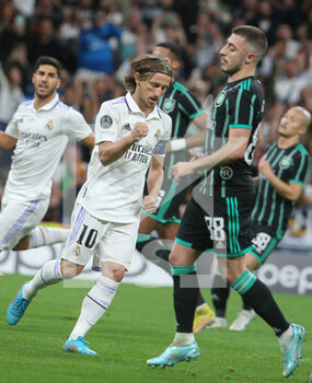 2022-11-02 - Luka Modric of Real Madrid celebrates a goal during the UEFA Champions League, Group F football match between Real Madrid CF and Celtic FC on November 2, 2022 at Santiago Bernabeu stadium in Madrid, Spain - FOOTBALL - CHAMPIONS LEAGUE - REAL MADRID V CELTIC - UEFA CHAMPIONS LEAGUE - SOCCER