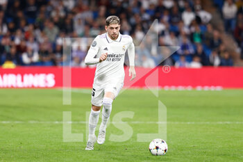 2022-11-02 - Federico Valverde of Real Madrid during the UEFA Champions League, Group F football match between Real Madrid and Celtic FC on November 2, 2022 at Santiago Bernabeu stadium in Madrid, Spain - FOOTBALL - CHAMPIONS LEAGUE - REAL MADRID V CELTIC - UEFA CHAMPIONS LEAGUE - SOCCER