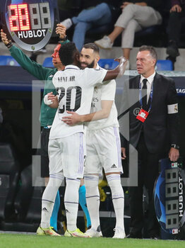 2022-11-02 - Karim Benzema and Vinicius Jr of Real Madrid during the UEFA Champions League, Group F football match between Real Madrid CF and Celtic FC on November 2, 2022 at Santiago Bernabeu stadium in Madrid, Spain - FOOTBALL - CHAMPIONS LEAGUE - REAL MADRID V CELTIC - UEFA CHAMPIONS LEAGUE - SOCCER