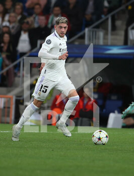2022-11-02 - Federico Valverde of Real Madrid during the UEFA Champions League, Group F football match between Real Madrid CF and Celtic FC on November 2, 2022 at Santiago Bernabeu stadium in Madrid, Spain - FOOTBALL - CHAMPIONS LEAGUE - REAL MADRID V CELTIC - UEFA CHAMPIONS LEAGUE - SOCCER