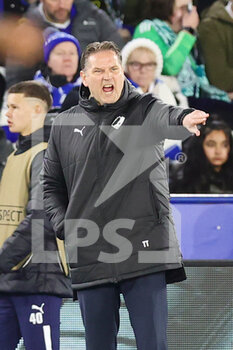 2022-02-17 - Randers Coach Thomas Thomasberg during the UEFA Europa Conference League, Play-off, 1st leg football match between Leicester City and Randers FC on February 17, 2022 at the King Power Stadium in Leicester, England - LEICESTER CITY VS RANDERS FC - UEFA CONFERENCE LEAGUE - SOCCER