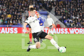 2022-02-17 - Randers midfielder Lasse Berg Johnsen during the UEFA Europa Conference League, Play-off, 1st leg football match between Leicester City and Randers FC on February 17, 2022 at the King Power Stadium in Leicester, England - LEICESTER CITY VS RANDERS FC - UEFA CONFERENCE LEAGUE - SOCCER