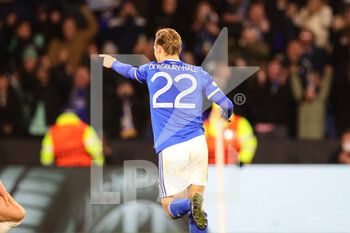 2022-02-17 - Leicester City Midfielder Kiernan Dewsbury-Hall (22) celebrates scoring 4-1 during the UEFA Europa Conference League, Play-off, 1st leg football match between Leicester City and Randers FC on February 17, 2022 at the King Power Stadium in Leicester, England - LEICESTER CITY VS RANDERS FC - UEFA CONFERENCE LEAGUE - SOCCER